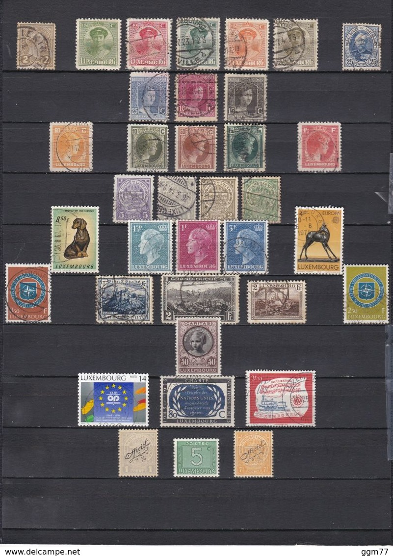 36 TIMBRES LUXEMBOURG OBLITERES  & NEUFS** & *  DE 1891 à 1994      Cote : 16,95 € - Usati