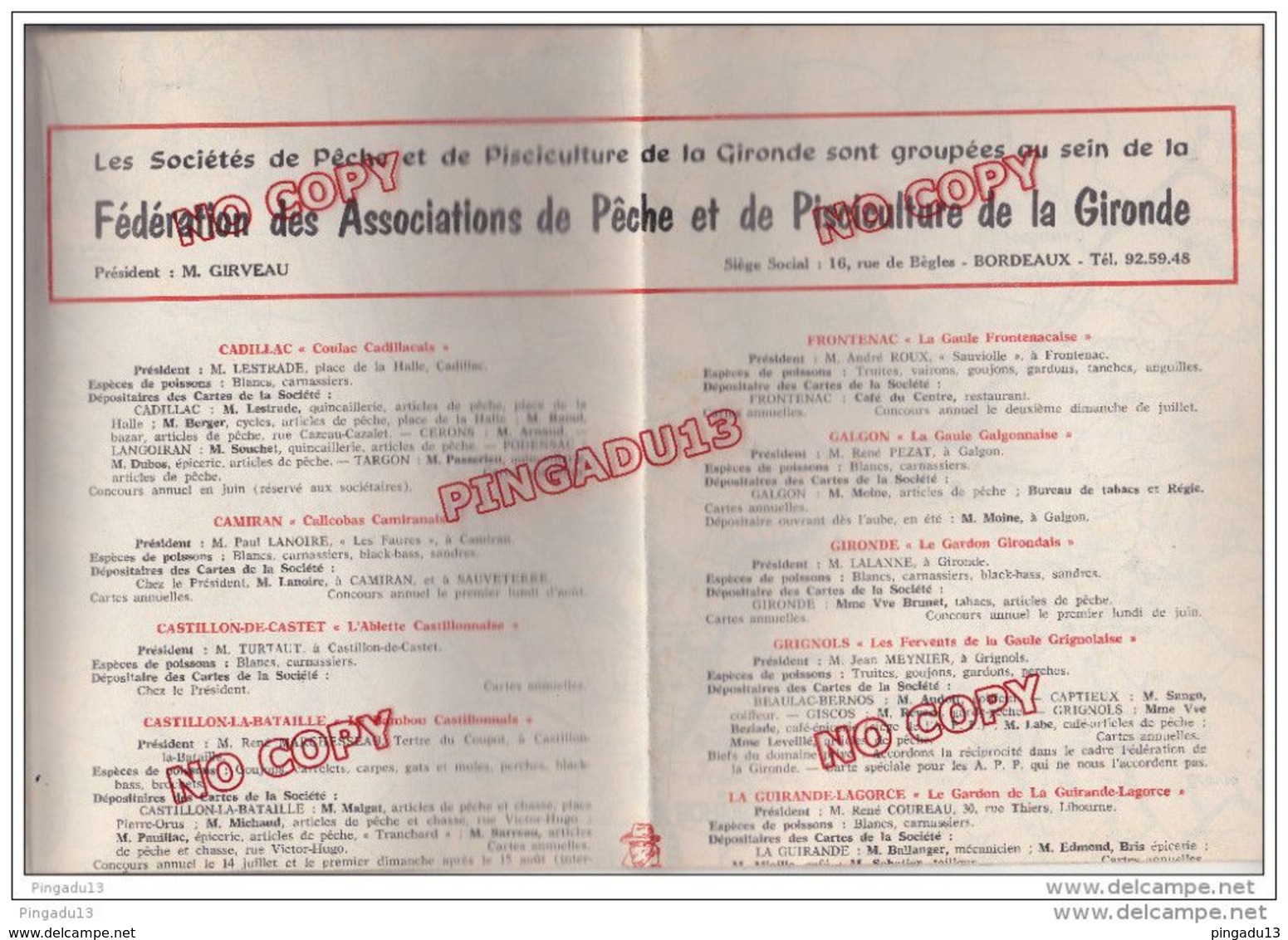 Au Plus Rapide La Pêche Gironde Société * Pisciculture Règlement ** Carte Des Cours D'eau Une Mine D'informations - Fishing