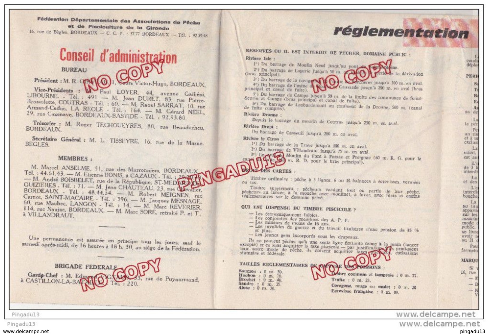 Au Plus Rapide La Pêche Gironde Société * Pisciculture Règlement ** Carte Des Cours D'eau Une Mine D'informations - Fishing