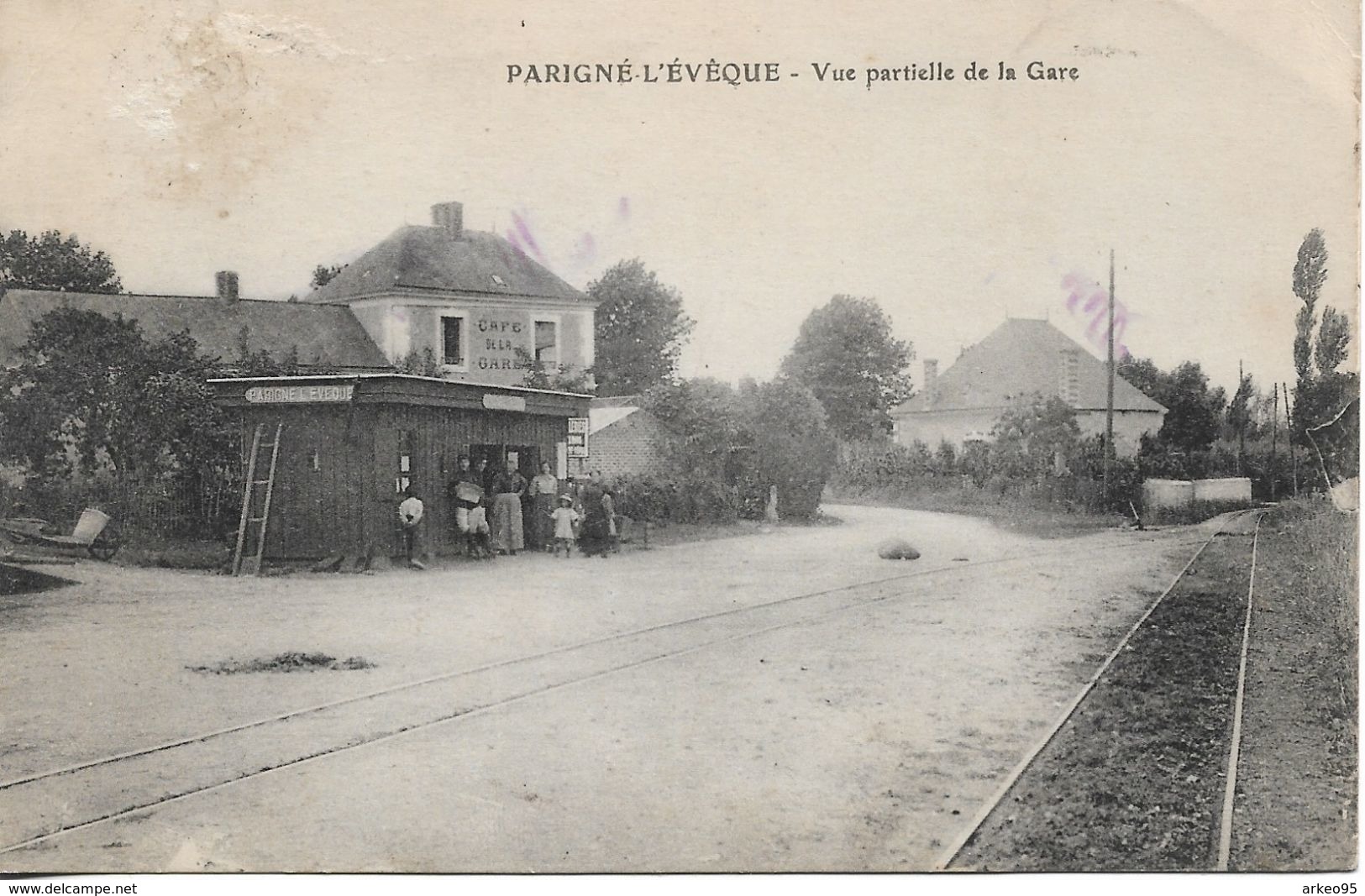 CPA La Gare Des Tramways De Parigné-l'évêque (72) - Autres & Non Classés