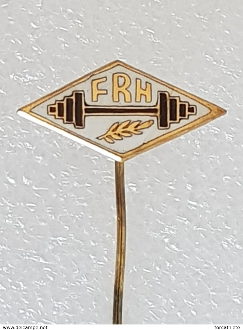 Epinglette Fédération Roumaine D'haltérophilie - Pin Label Romanian Weightlifting Federation - Gewichtheben - Weightlifting