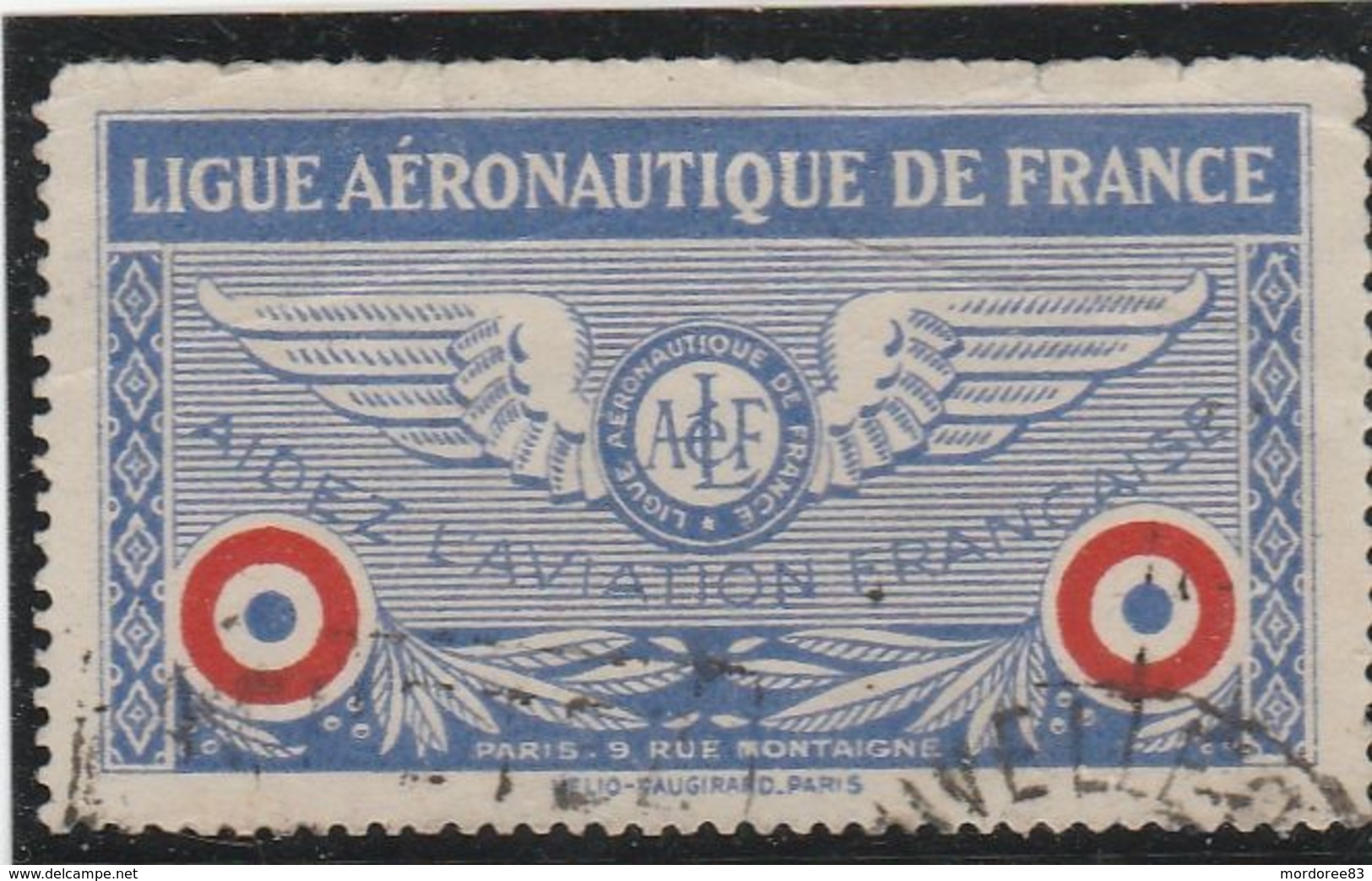 VIGNETTE OBLITERE LIGUE AERONAUTIQUE DE FRANCE (note) - Aviación