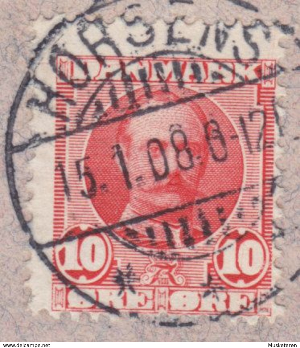 Denmark HORSENS TRÆLASTHANDEK A/S Brotype Ia HORSENS 1908 Cover Brief ASSENS (Arr.) ERROR Variety Misplaced Printing !! - Variedades Y Curiosidades