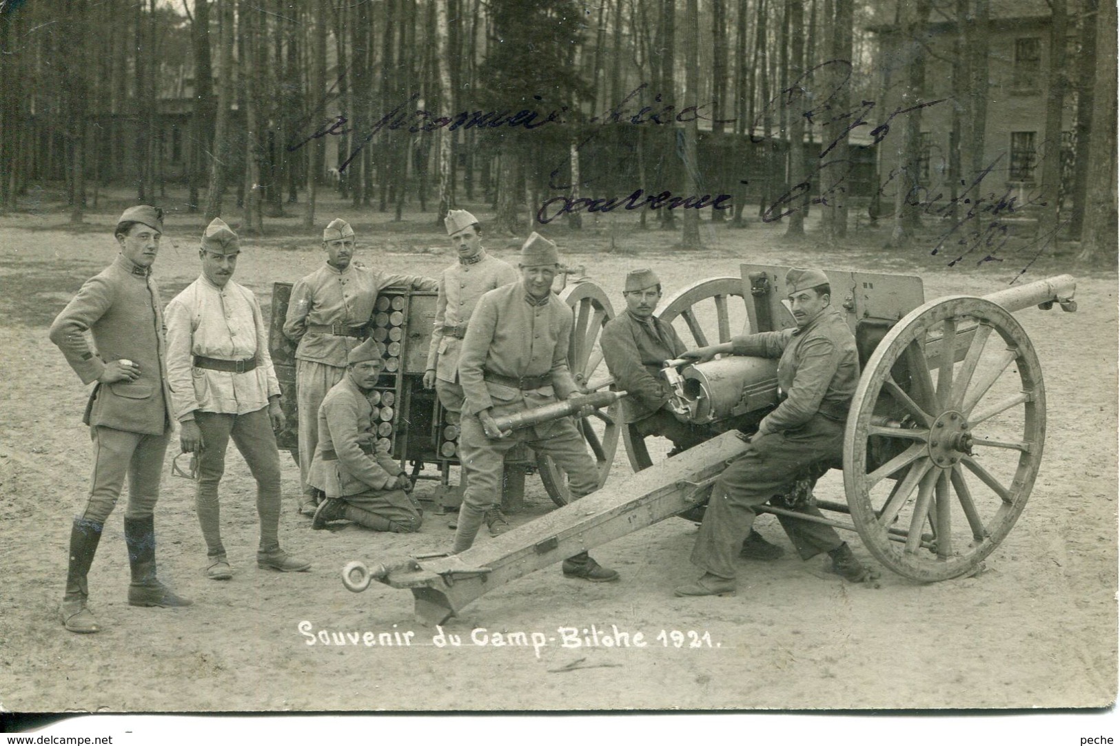 N°1221 R -carte Photo Souvenir Du Camp De Bitche 1921 -canon De 75- - Equipment