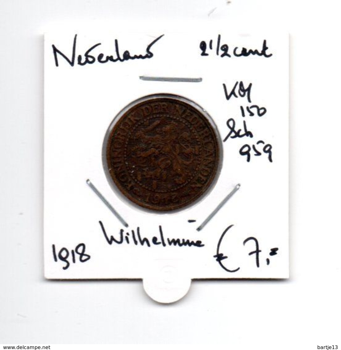 NEDERLAND 2 1/2 CENT 1918 WILHELMINA - 2.5 Cent