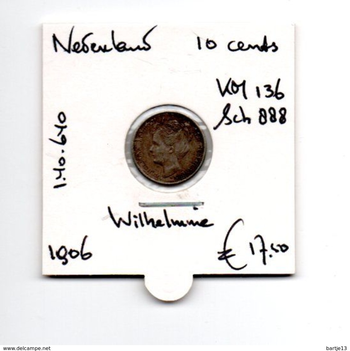 NEDERLAND 10 CENT 1906 ZILVER WILHELMINA - 10 Cent