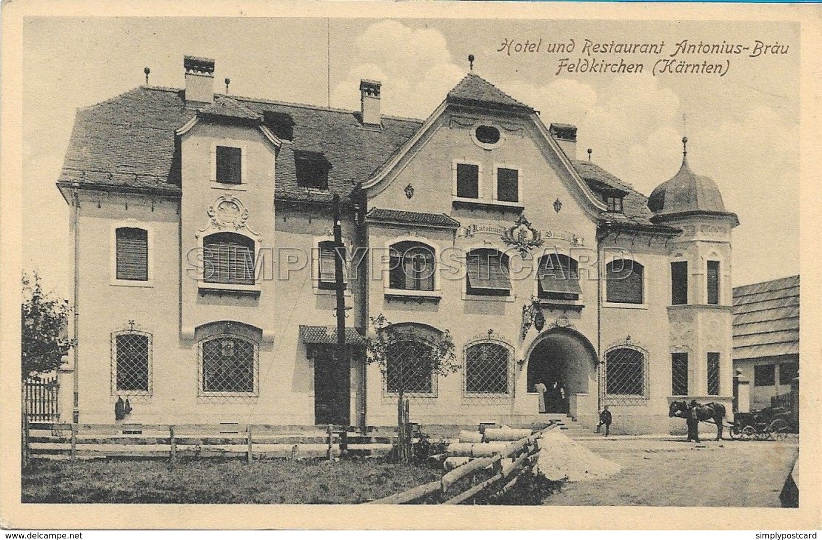 OLD POSTCARD - AUSTRIA - CARINZIA - FELDKIRCHEN - HOTEL UND RISTORANT - ANTONIUS - BRAU - VIAGGIATA PRIMI '900 -  U58 - Feldkirchen In Kärnten