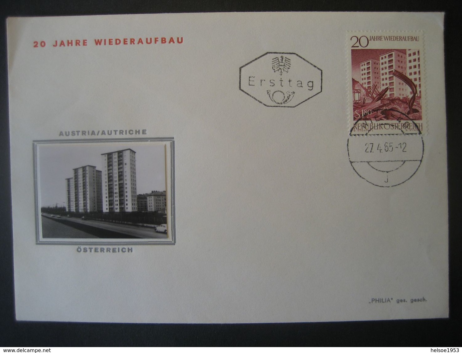 Österreich 1965- FDC Beleg 20 Jahre Wiederaufbau - FDC