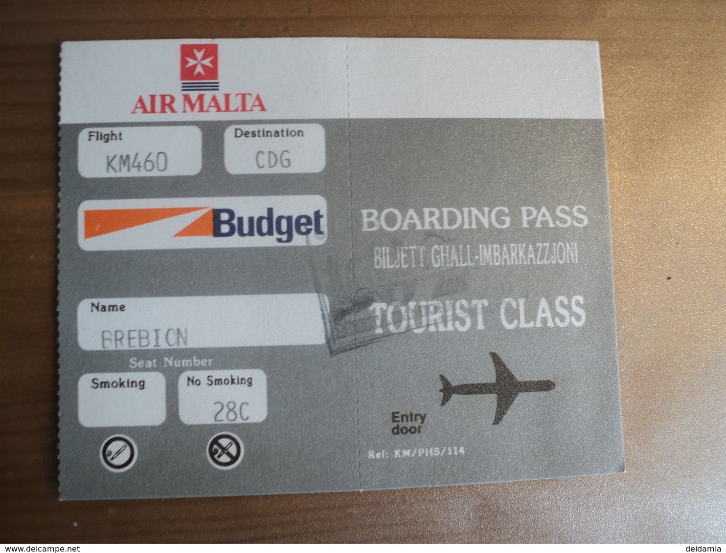 CARTE D EMBARQUEMENT AIR MALTA. ANNEES 90 DE MALTE A DESTINATION DE CHARLES DE GAULLE. - Europa