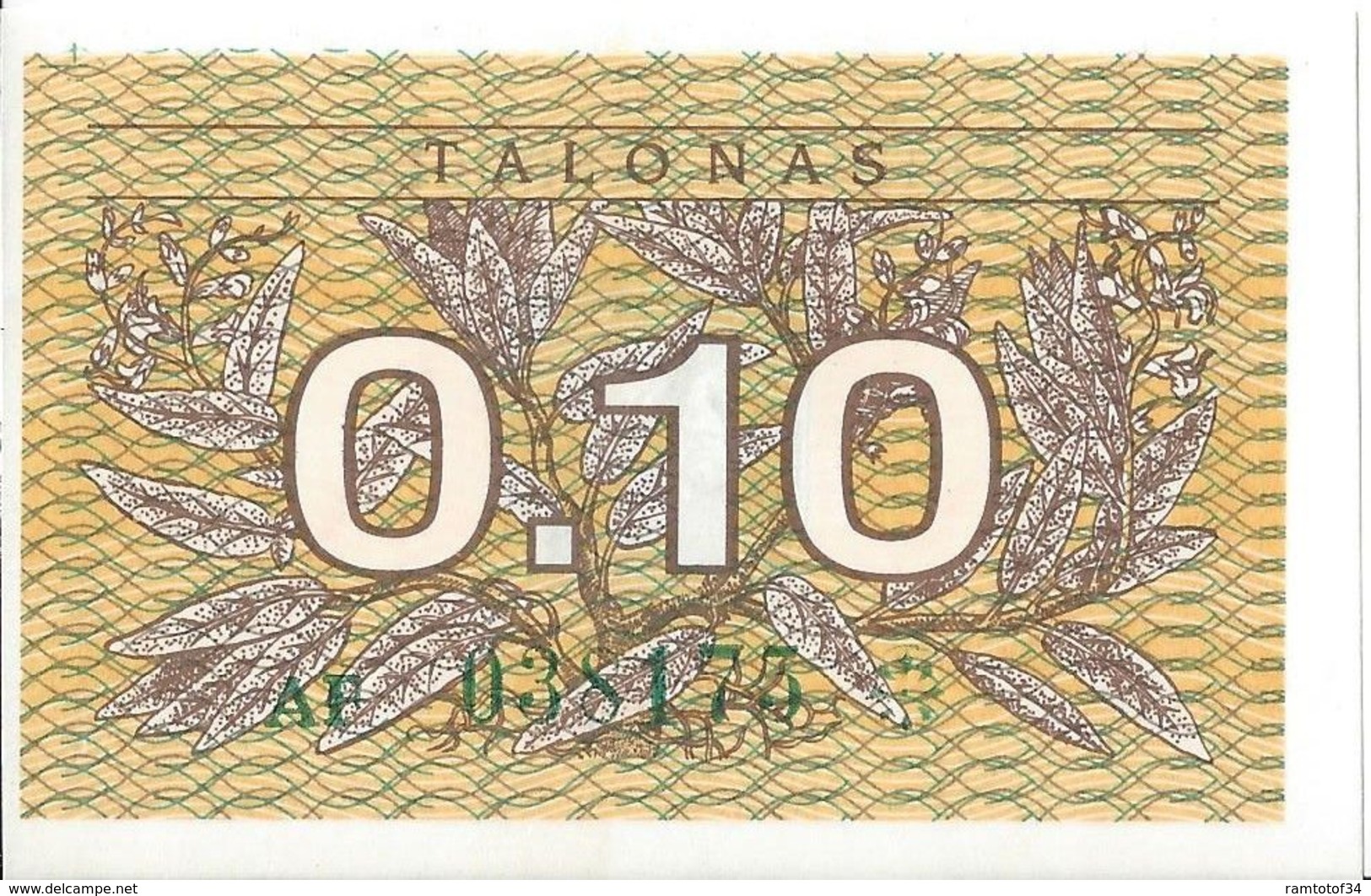 LITUANIE - 0.1 Talonas 1991 - UNC - Litouwen