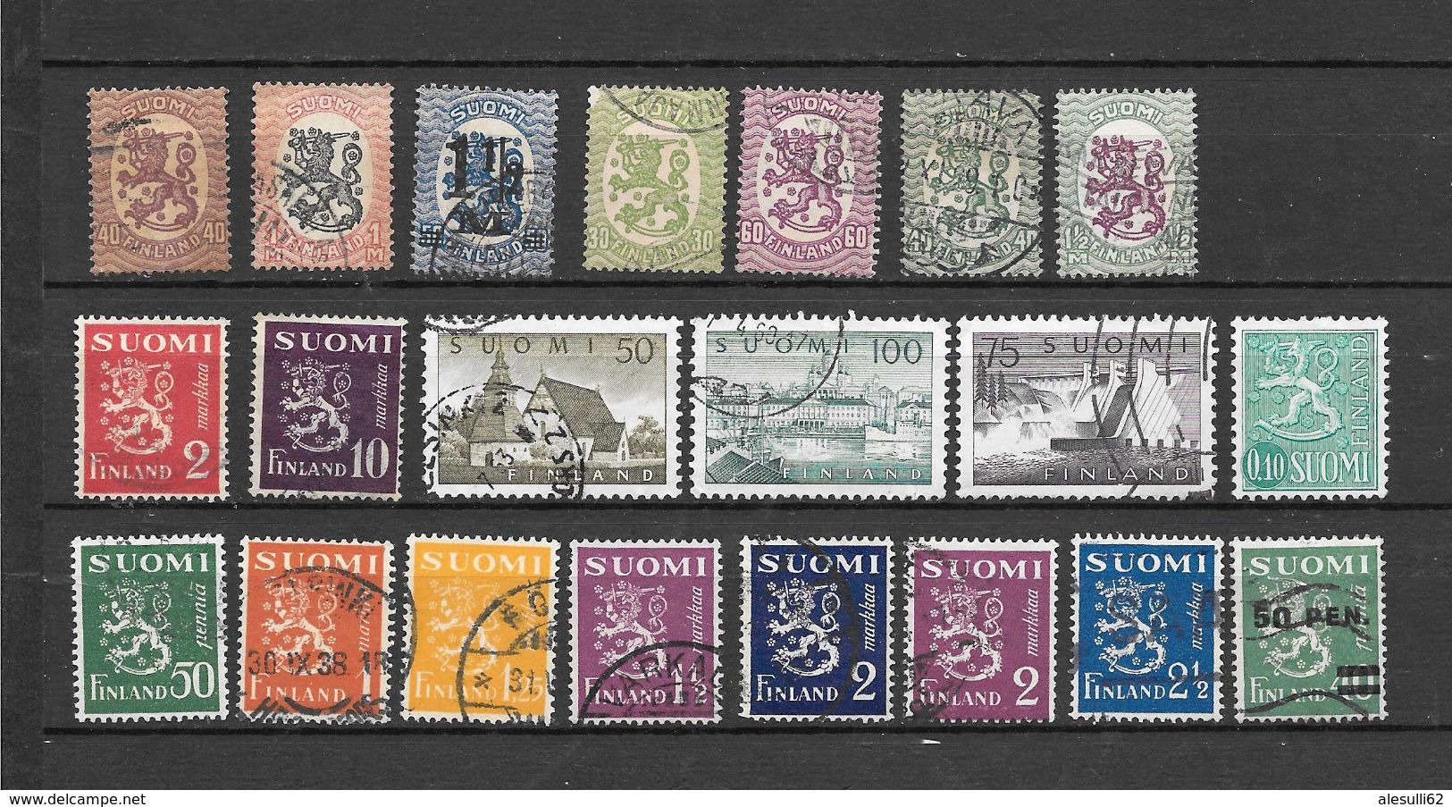 FINLANDIA 21  Valori USATI 1918 - 1959 Lot Lotto - Collections