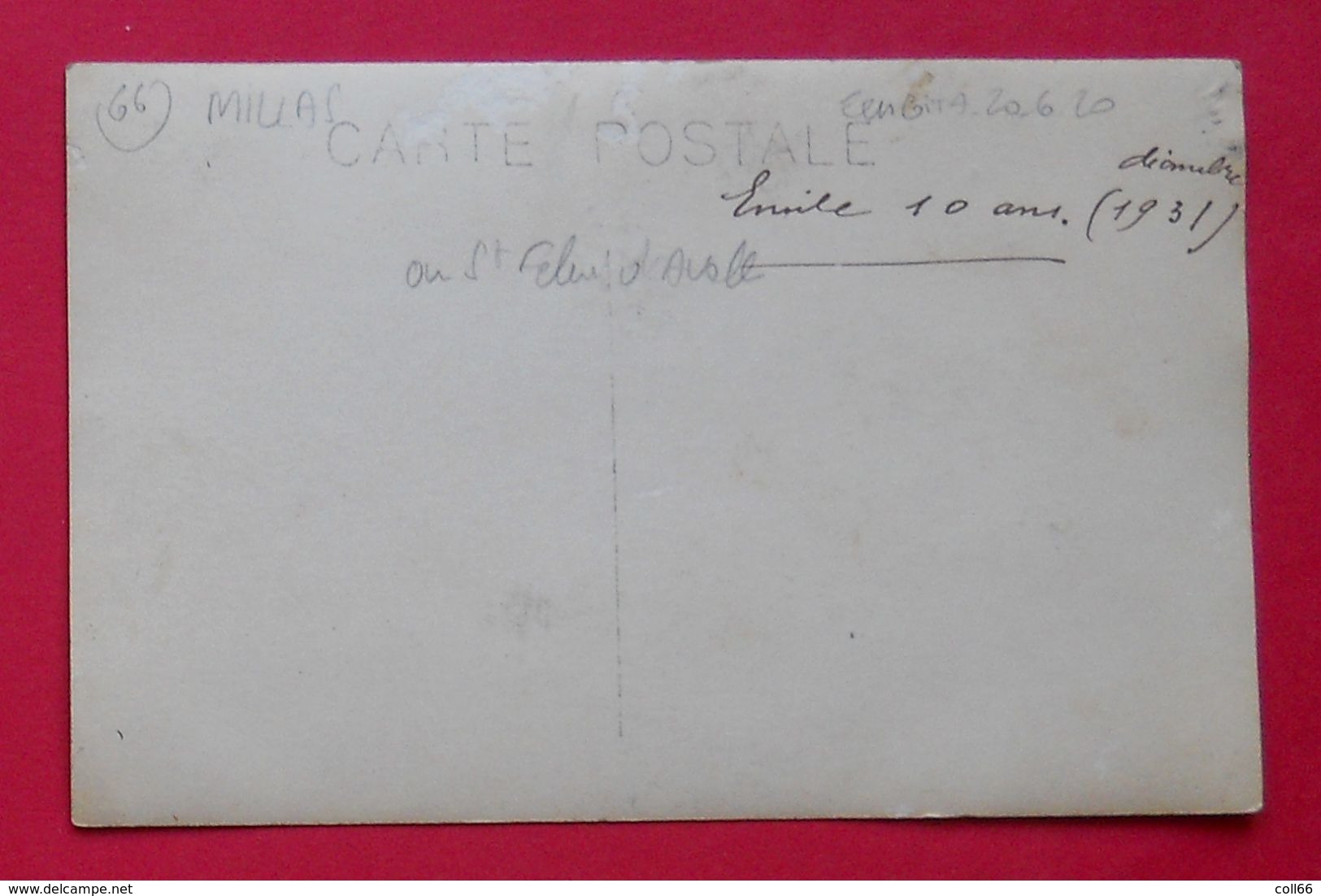 66 Millas 1931 Carte-photo Ecole Des Garçons TB Animée Ou St Feliu Sans éditeur Dos Scanné - Millas