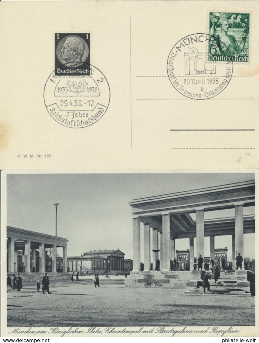 Deutsches Reich 512,660 Auf Ansichtskarte München 2 Versch. Sonderstempel München - Covers & Documents