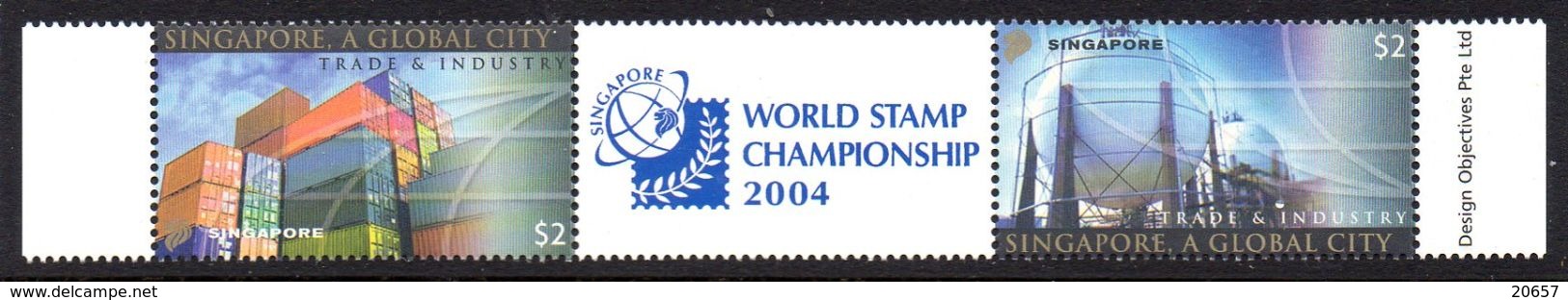 Singapour ( Singapore ) 1240/41 Gaz Naturel, Transport Conteneur Maritime, World Stamp Championship - Gaz