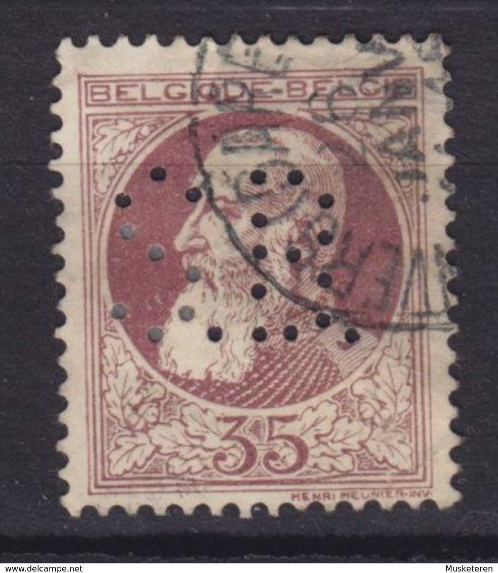 Belgium Perfin Perforé Lochung 'S.B.' 1905 Mi. 74, 35c. Leopold II. Stamp ANVERS Cancel (2 Scans) - 1863-09