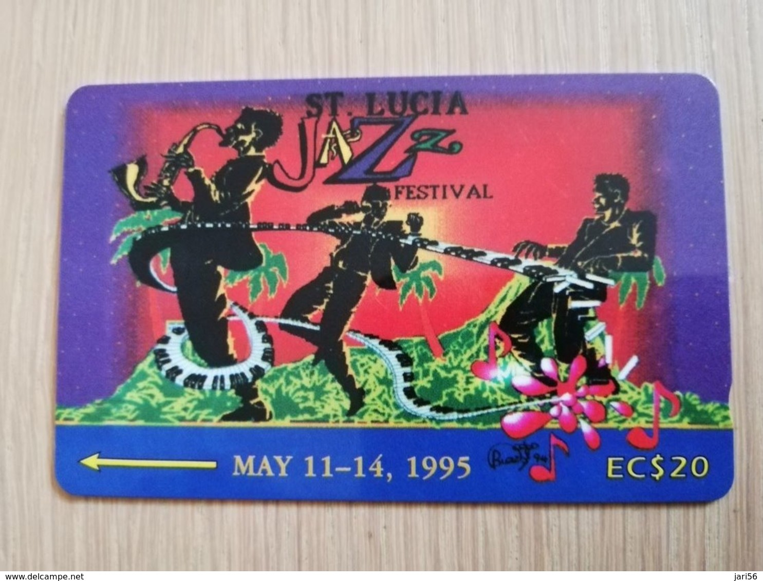 ST LUCIA    $ 20   CABLE & WIRELESS  STL-19A  19CSLA      JAZZ FESTIVAL 1995  Fine Used Card ** 2419** - Sainte Lucie
