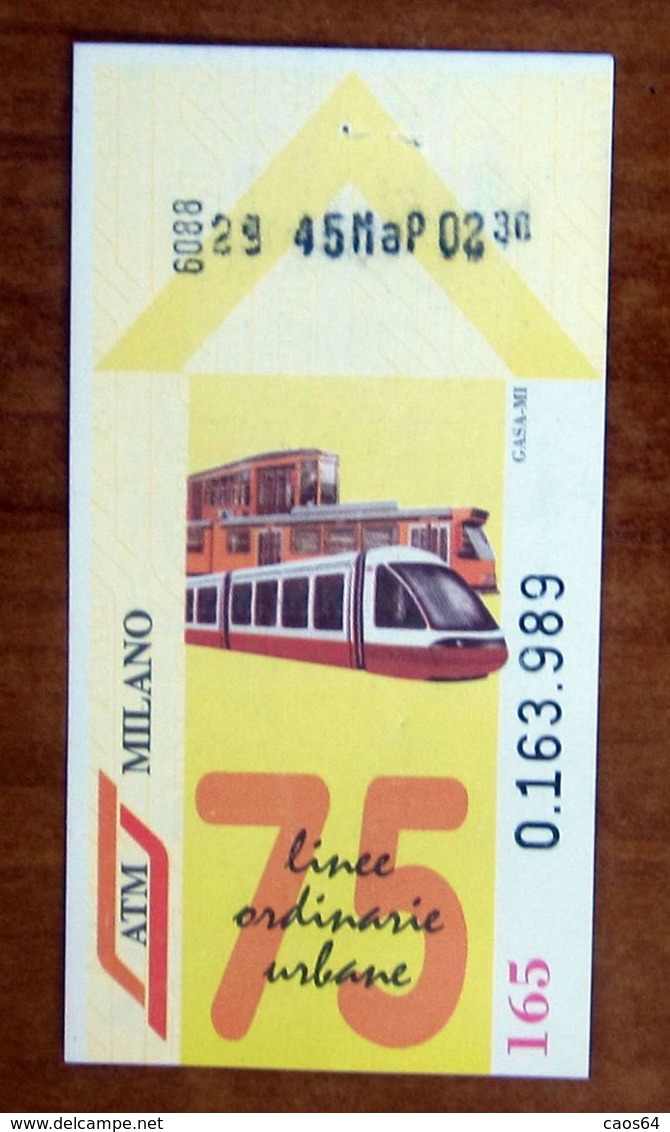 ITALIA Ticket  Bus Metro ATM Milano  Biglietto Con Filigrana - Europe