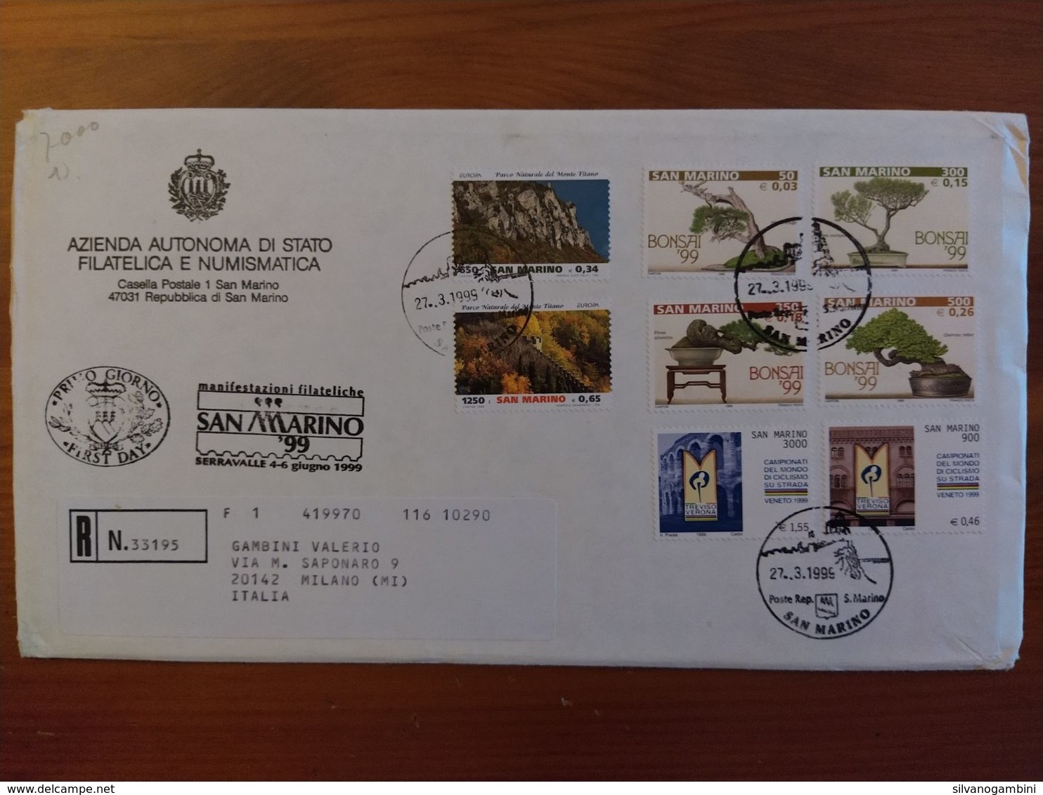 BONSAI - PARCHI NATURALI - CAMPIONATO DEL MONDO CICLISMO SU STRADA 1999 - Briefe U. Dokumente