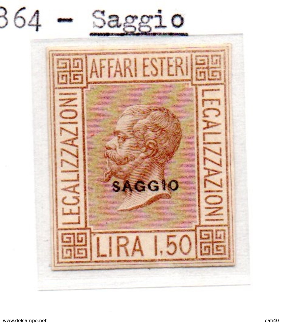 MARCA DA BOLLO 1864  LEGALIZZAZIONI AFFARI ESTERI - L. 1,50  SAGGIO - Steuermarken
