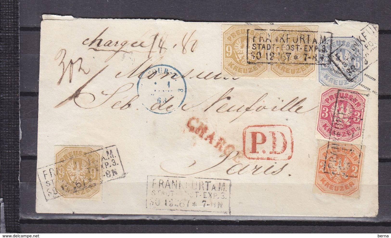 1867 POSTAL STATIONERY 6 Kreuzer+24+25+26*3 COVER CHARGEE EXTREMELY SCARCE OPENED AT TOP AND RIGHT SIDE - Andere & Zonder Classificatie