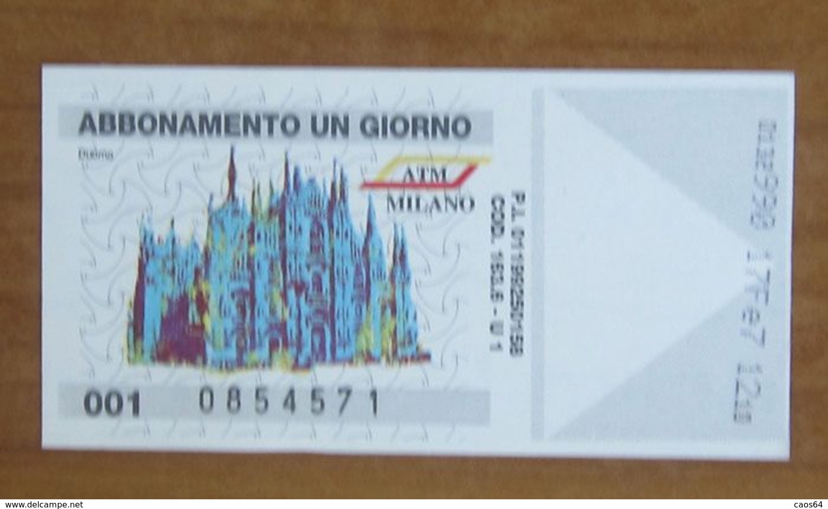 ITALIA Ticket  Bus Metro ATM Milano Duomo  Biglietto Abbonamento 1 Giorno Con Filigrana - Europa