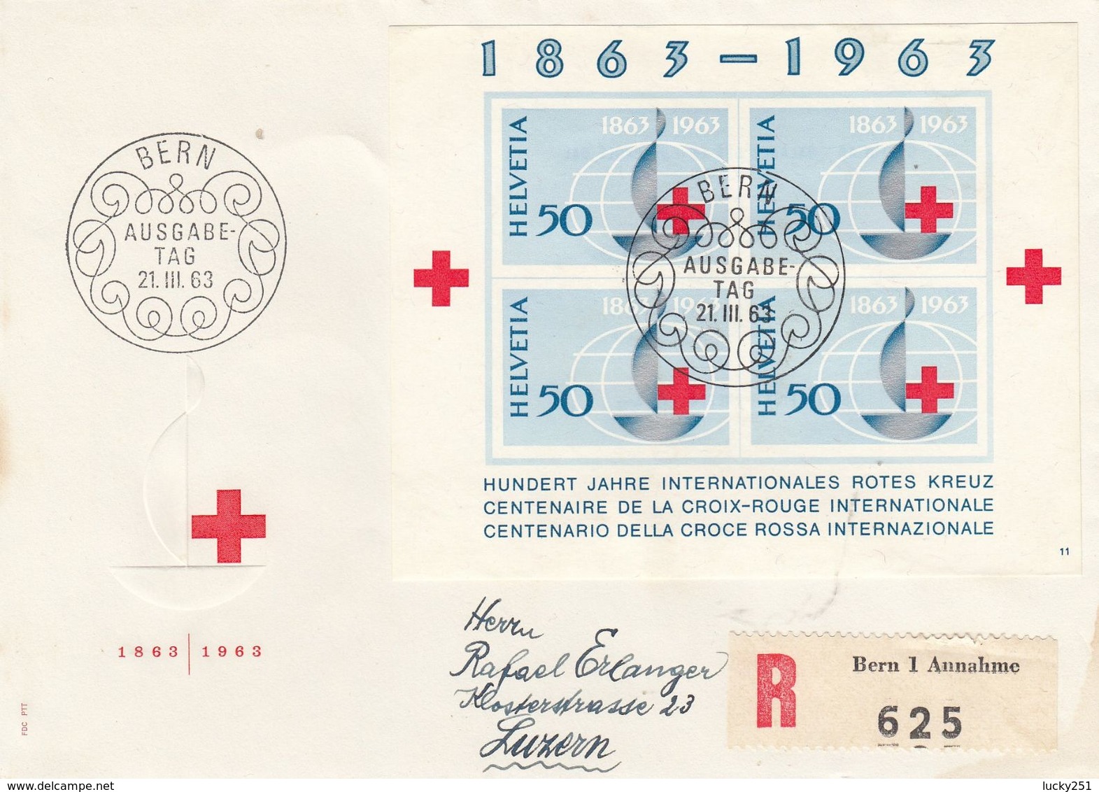 Suisse - 21/03/1963 - FDC - Propagande  - Lettre  Recommandée De Bern Pour Luzern - Storia Postale