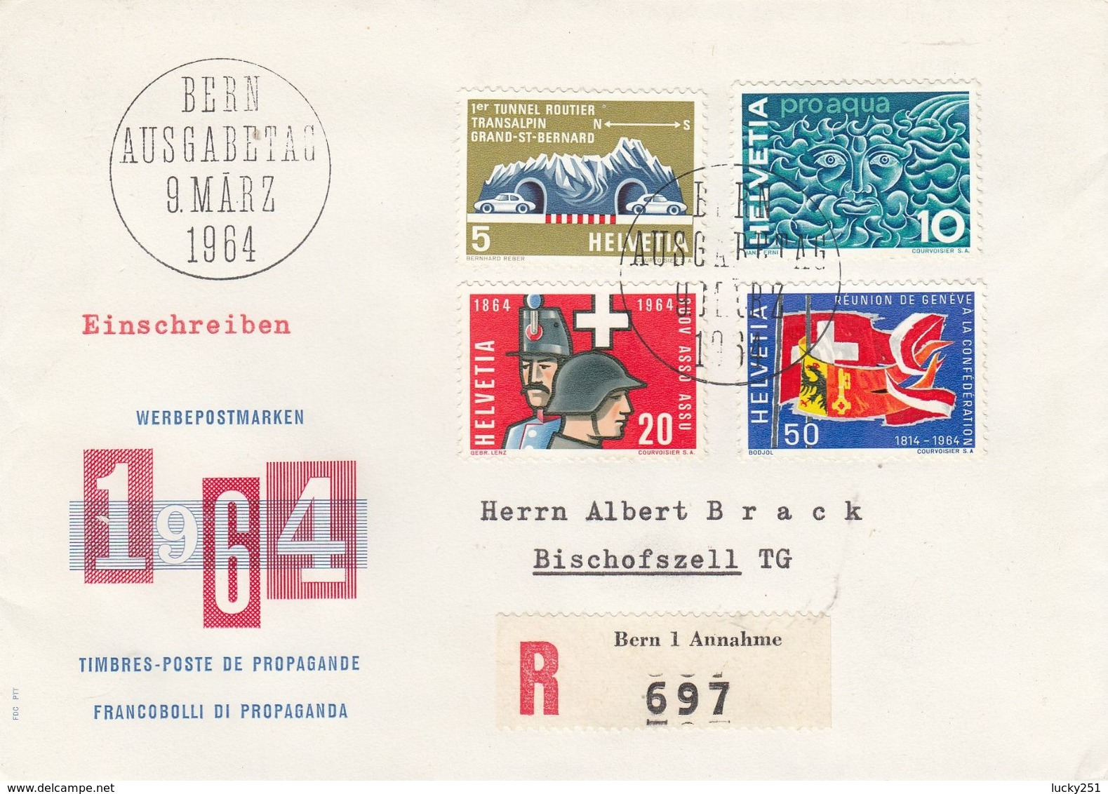 Suisse - 09/03/1964 - FDC - Propagande  - Lettre  Recommandée De Bern Pour Bern - Cartas & Documentos