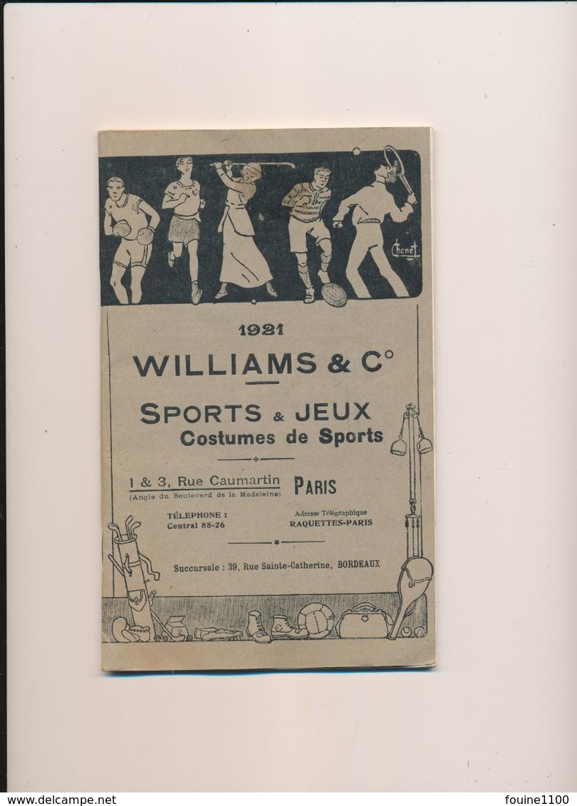 Catalogue 1921 Williams & C° Articles Pour Sports Jeux Tennis Tir à L'arc Golf Polo Croquet Bombardo Natation Boy Scouts - Sport