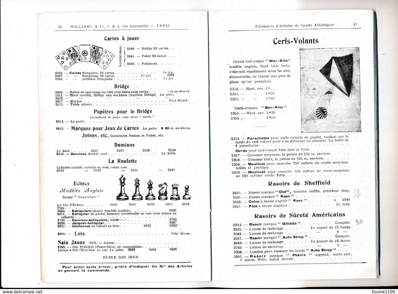 Catalogue 1921 Williams & C° Articles pour sports jeux tennis tir à l'arc golf polo croquet bombardo natation boy scouts