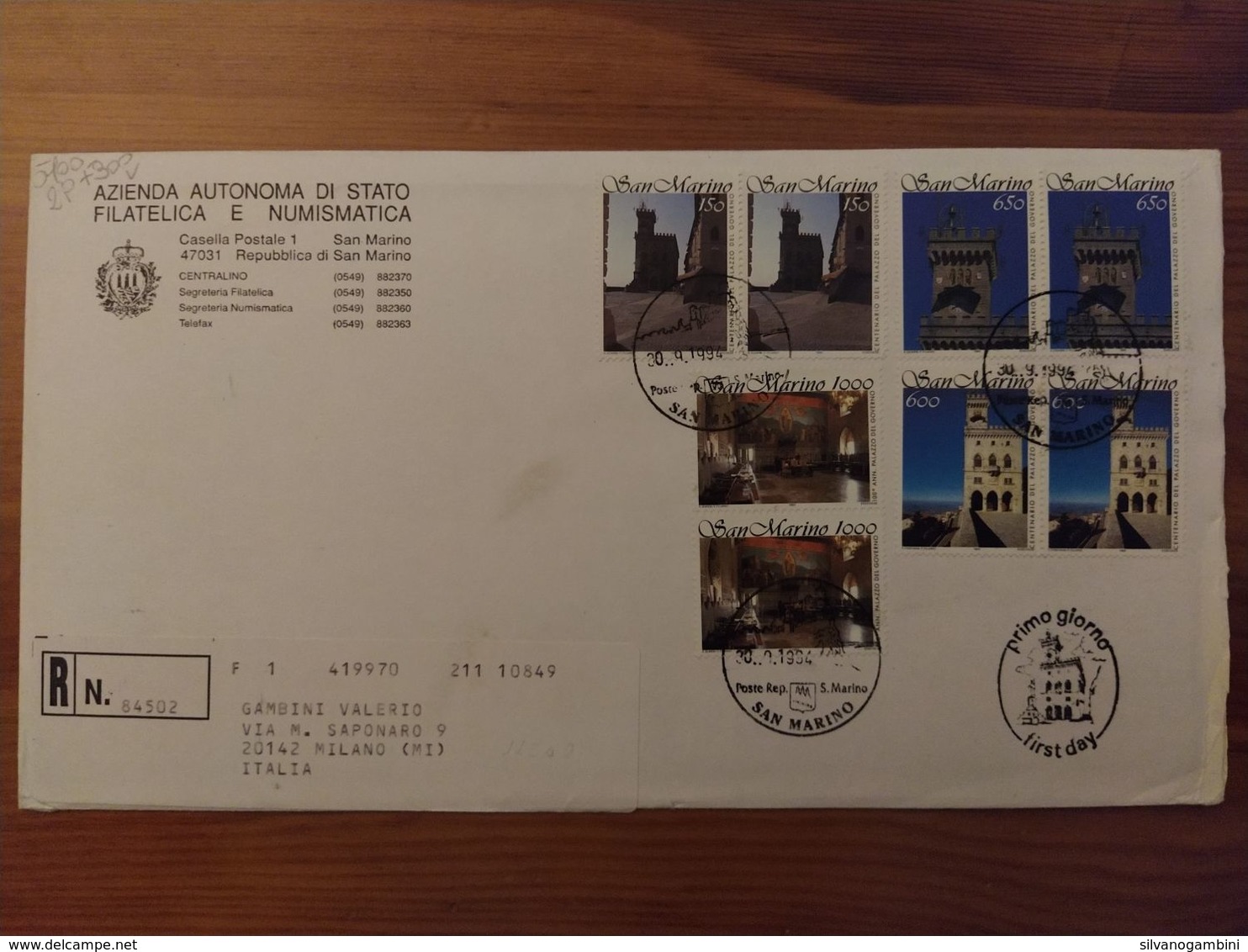 PALAZZO DEL GOVERNO 1994 - Storia Postale