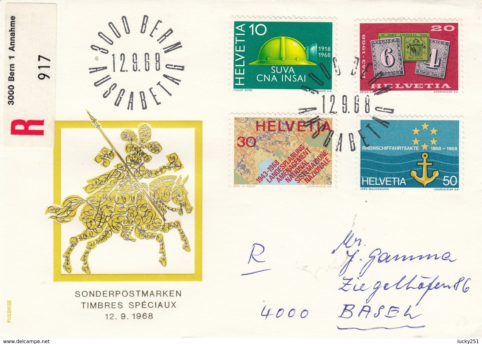Suisse - 12/09/1968 - FDC - Propagande  - Lettre  Recommandée De Bern Pour Basel - Lettres & Documents