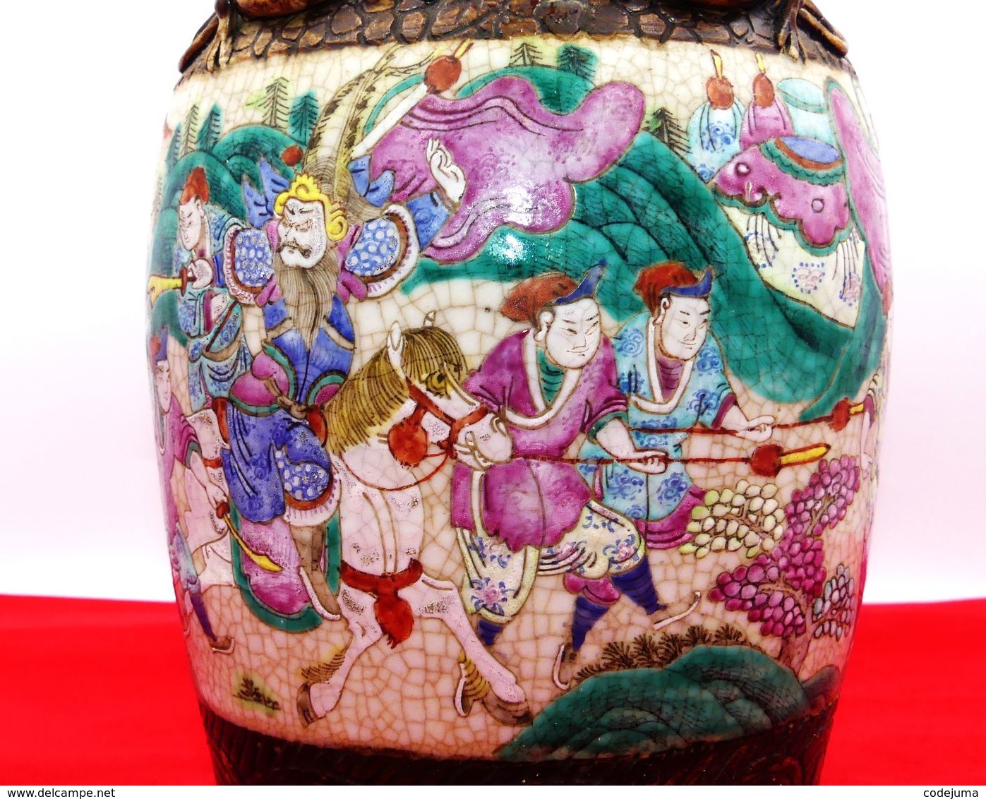 Grand Vase Nanking A Decor De Guerriers Chine XIX Eme Siecle - Aziatische Kunst