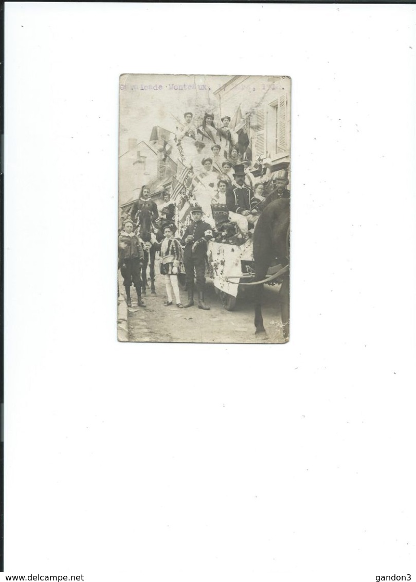 Carte  Photo  De   La  Cavalcade  De   MONTEAUX  :   17 Mars 1912 - Other & Unclassified