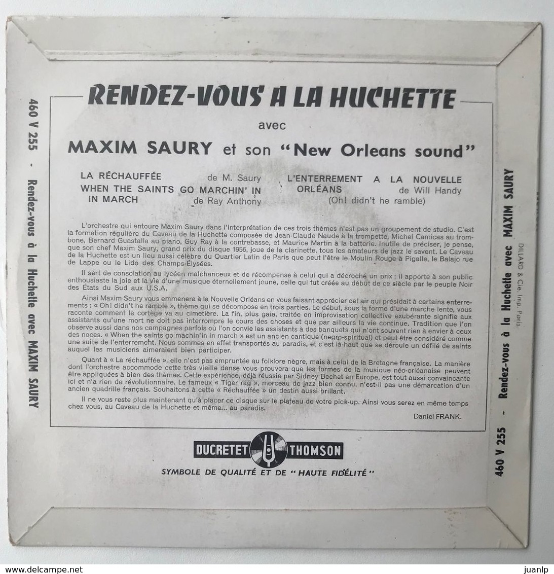 Vinyl 45 Tours - Maxime Saury : Rendez-vous à La Huchette - Jazz