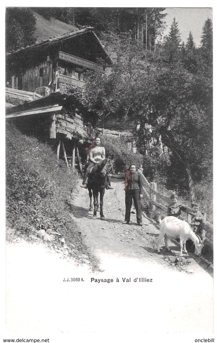 Val D'illiez (valais) Paysage Chèvre Cheval 1903 état Superbe - Val-d'Illiez 