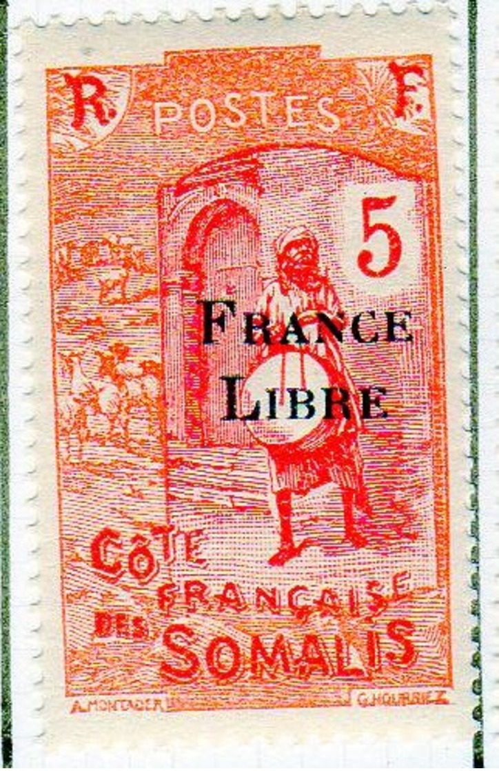 Cote Des Somalis 1942 Surcharge France Libre 5c  YT 196 - Ungebraucht