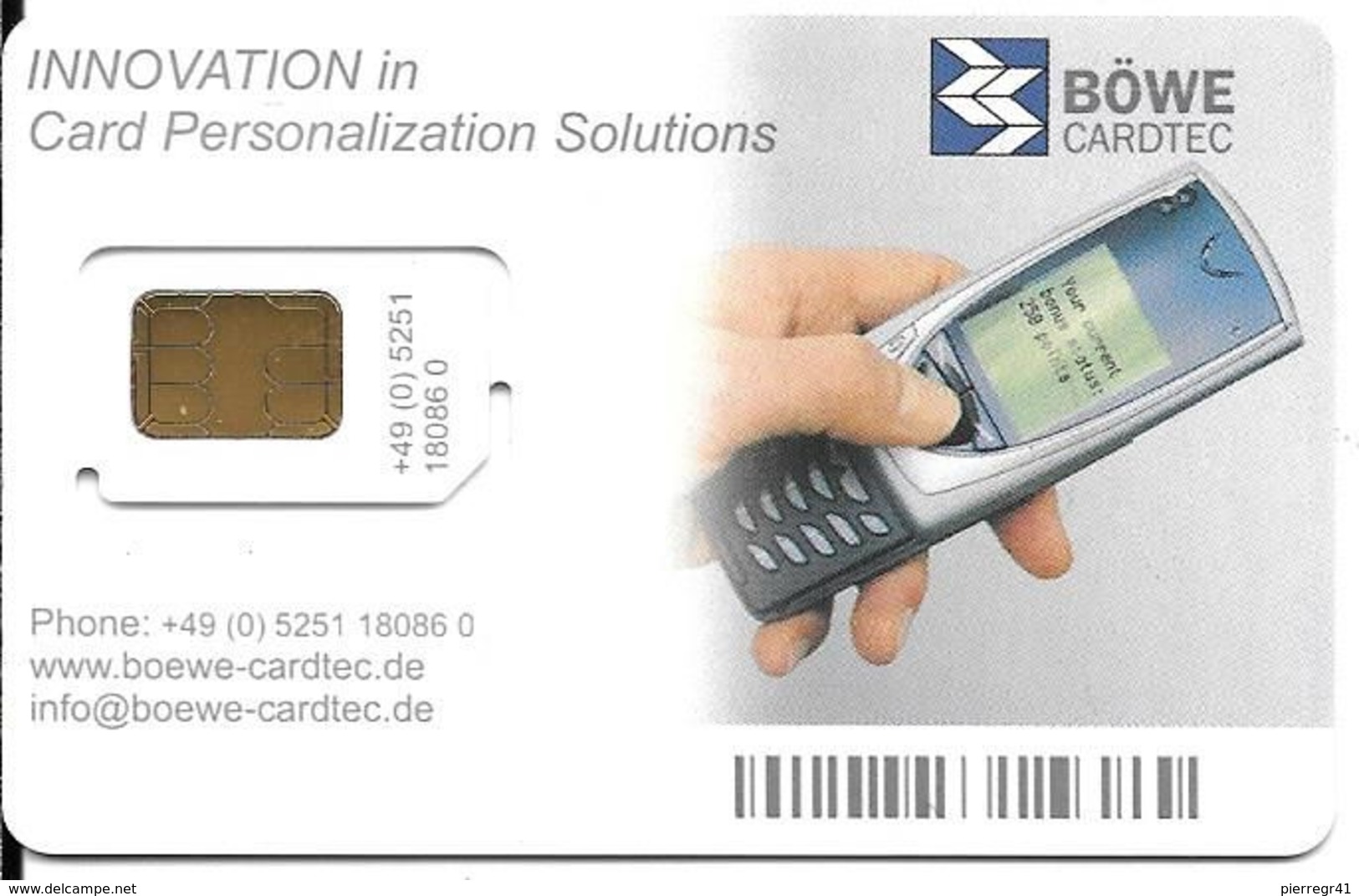 CARTE-PUCE-GSM-DEMONSTRATION-BOWE CARDTEC-Puce Garantie Attachée-TBE - Nachladekarten (Handy/SIM)