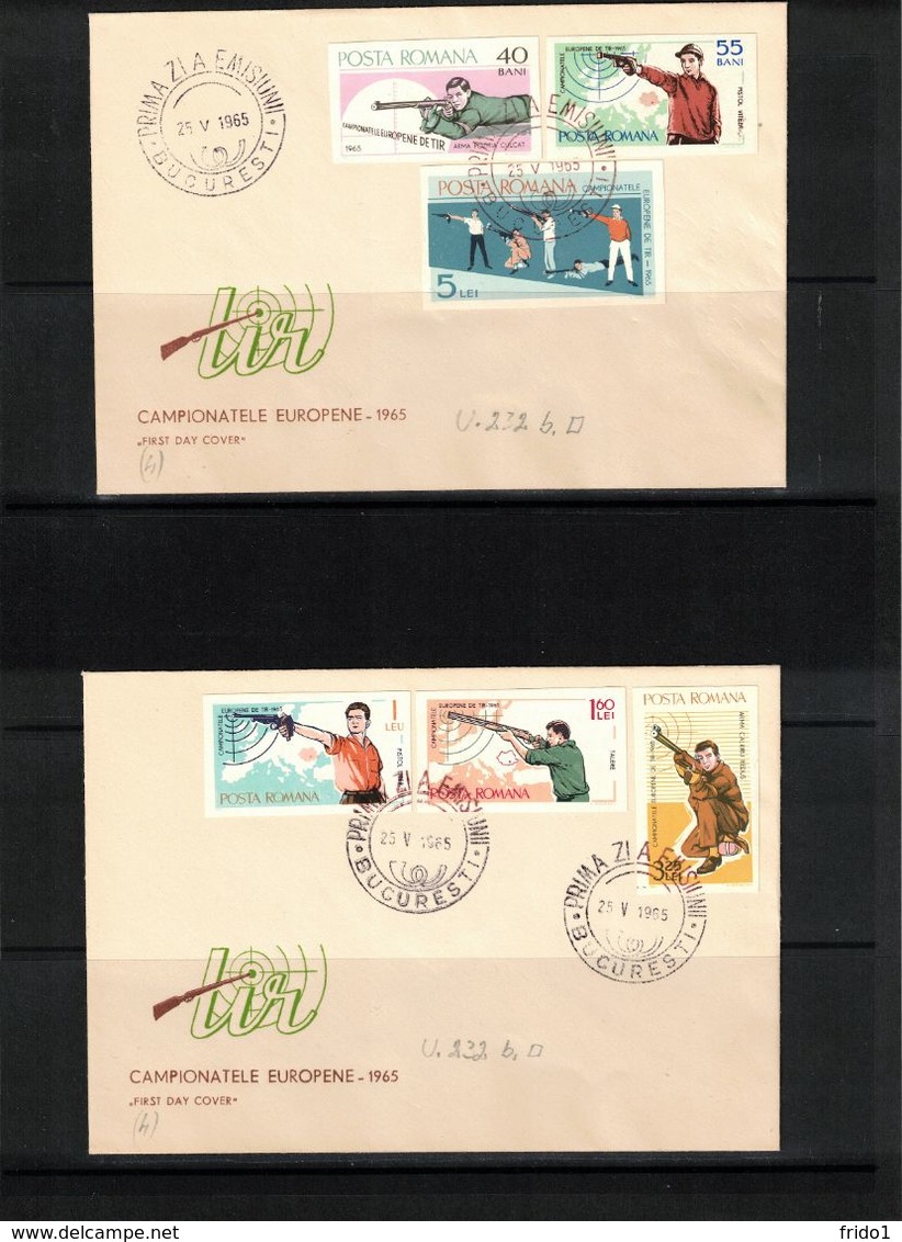 Romania 1965 European Shooting Championship Imperforated Set FDC - Shooting (Weapons)