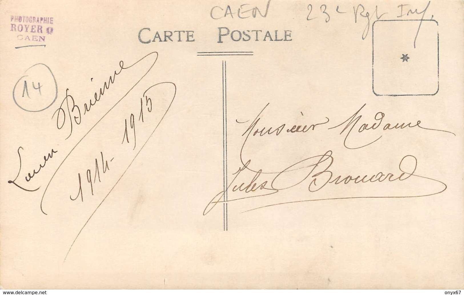 Carte Postale Photo Militaire Français CAEN-14-Calvados-23 ème Régiment Soldat Campagne 1914-15-Photo Royer - Caen