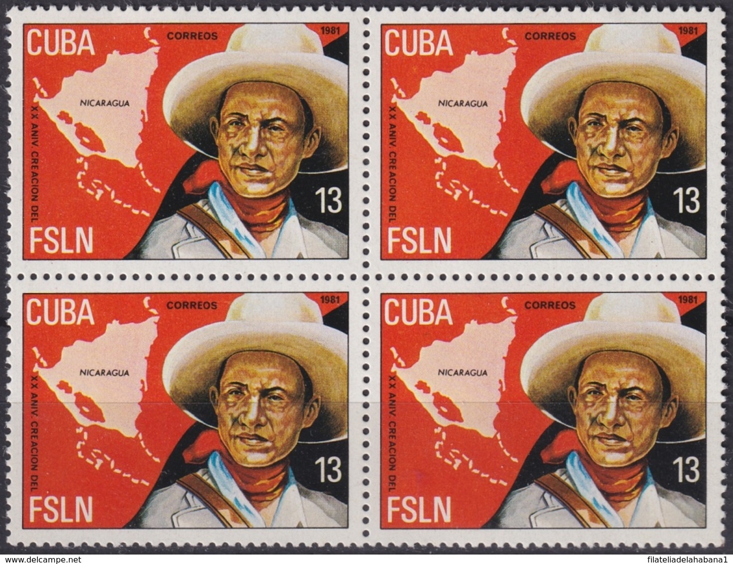 1981.122 CUBA 1981 MNH Ed.2744 FSLN NICARAGUA AUGUSTO CESAR SANDINO. BLOCK 4. - Autres & Non Classés