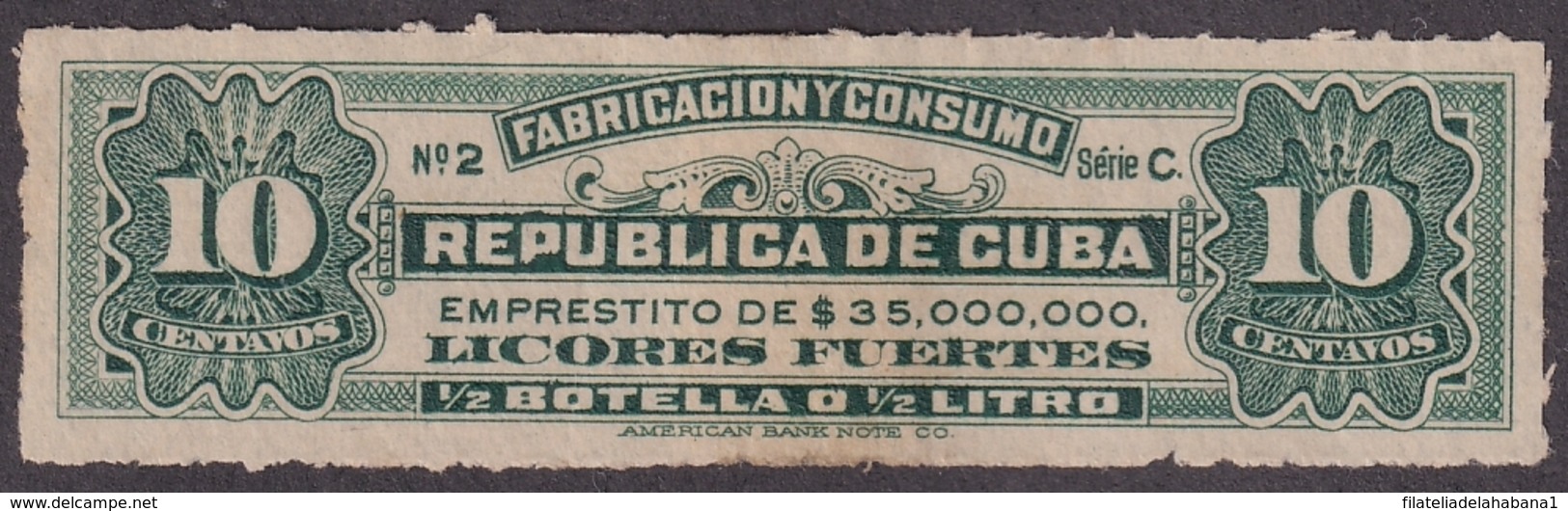 REP-475 CUBA REVENUE 10c LICORES FUERTES LIQUOR BEVERAGE. - Postage Due