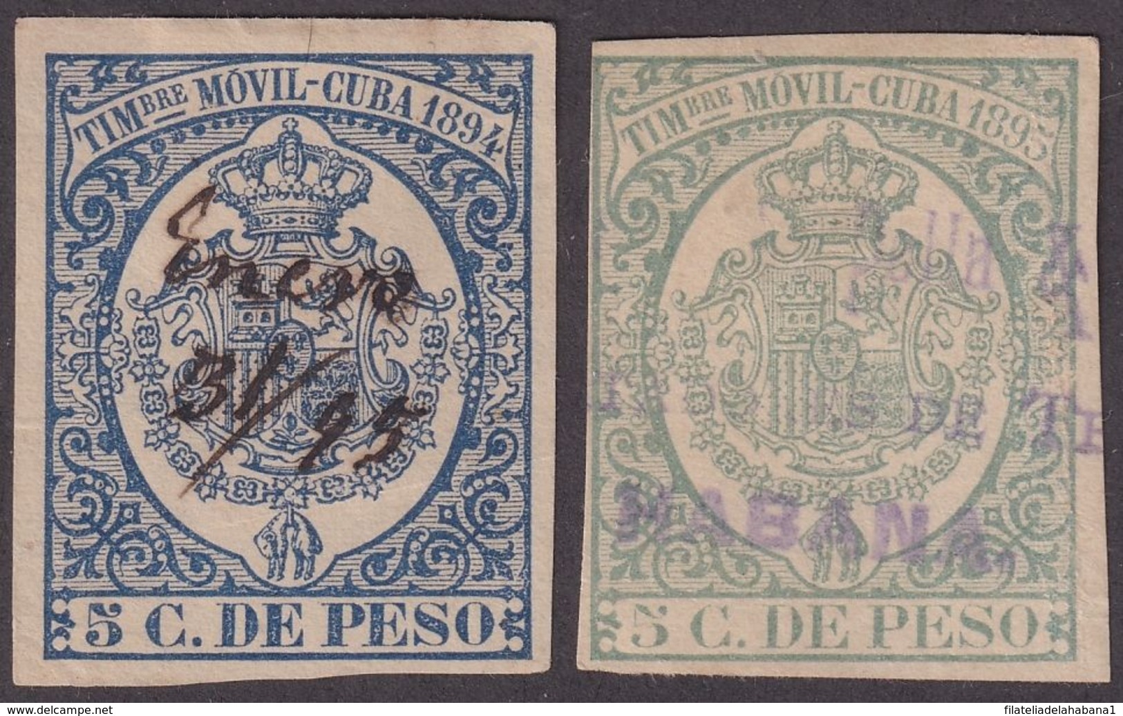 TMO-95 CUBA SPAIN REVENUE TIMBRE MOVIL 1894 COMPLETE SET. - Timbres-taxe