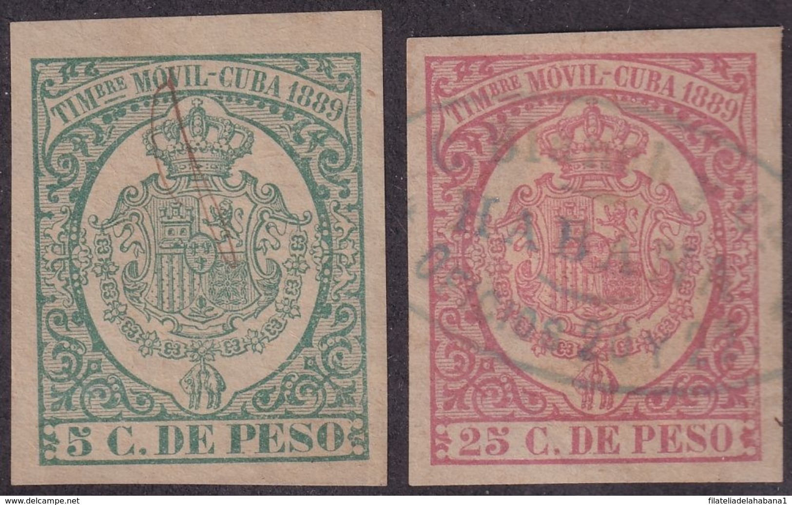 TMO-96 CUBA SPAIN REVENUE TIMBRE MOVIL 1889 COMPLETE SET. - Timbres-taxe