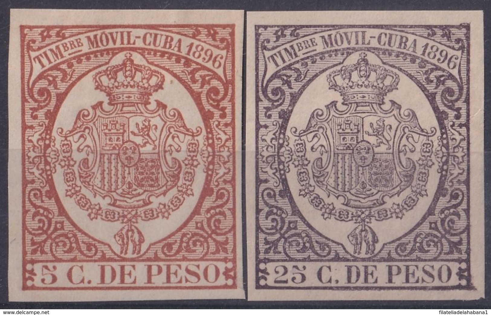 TMO-98 CUBA SPAIN REVENUE TIMBRE MOVIL 1896 COMPLETE SET UNUSED. - Postage Due