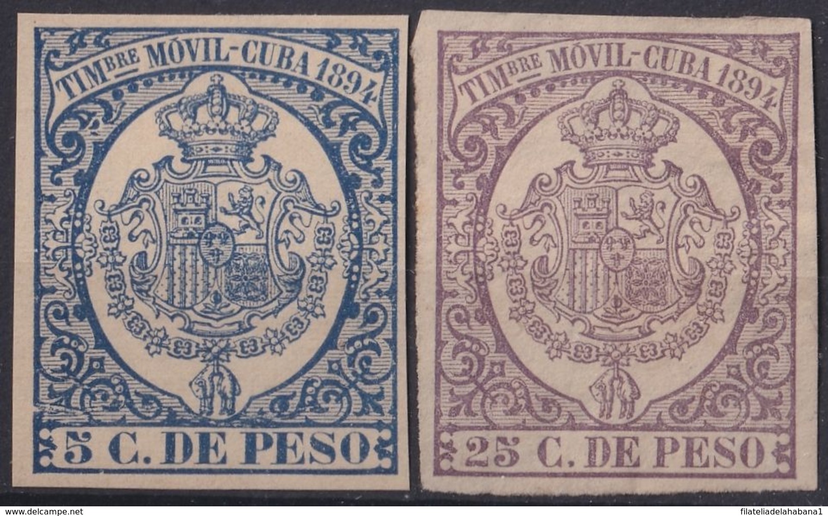 TMO-100 CUBA SPAIN REVENUE TIMBRE MOVIL 1894 COMPLETE SET UNUSED. - Portomarken