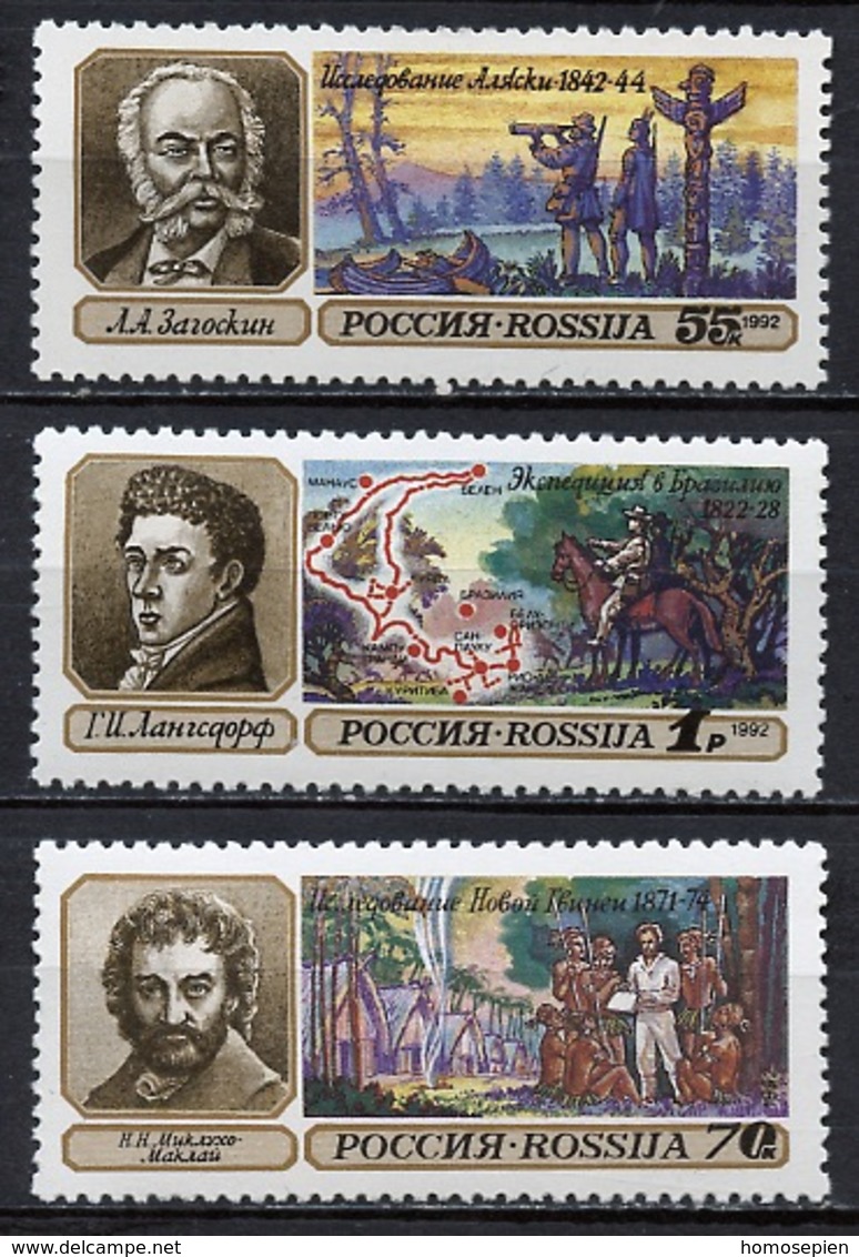 Russie - Russia - Russland 1992 Y&T N°5955 à 5957 - Michel N°248 à 250 *** - Découvertes Géographiques - Nuovi