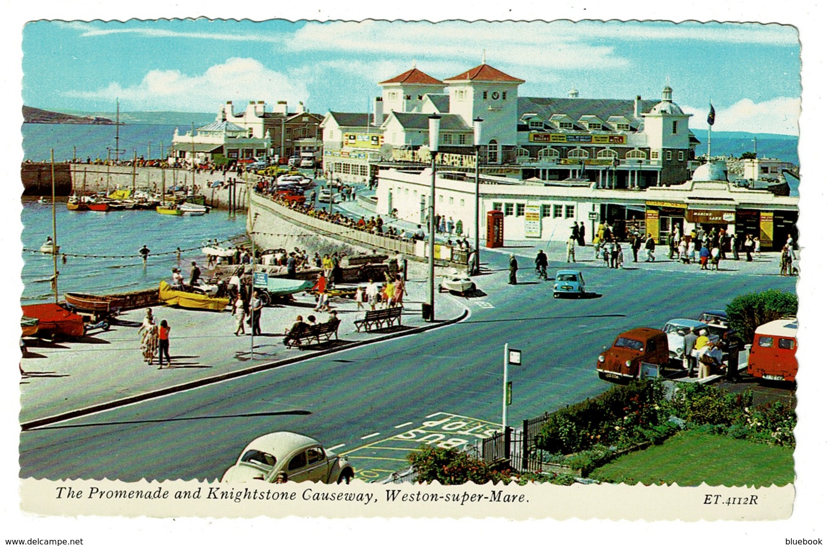 Ref 1374 - 1970's Bamforth Postcard - Weston-super-Mare - Promenade & Knightstone Causeway - Somerset - Weston-Super-Mare