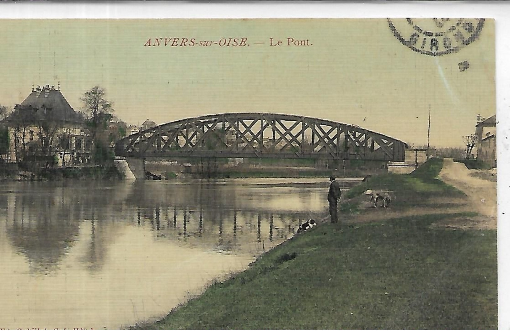 95, VAL D'OISE ,AUVERS-sur-OISE, Le Pont ,Personnage, Colorisé Scan Recto-Verso - Auvers Sur Oise