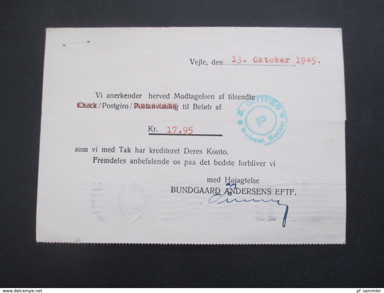 Dänemark Oktober 1945 Freimarken Wellenlinien Mit Perfin / Firmenlochung B.A. Mit Zensurstempel ?! - Briefe U. Dokumente