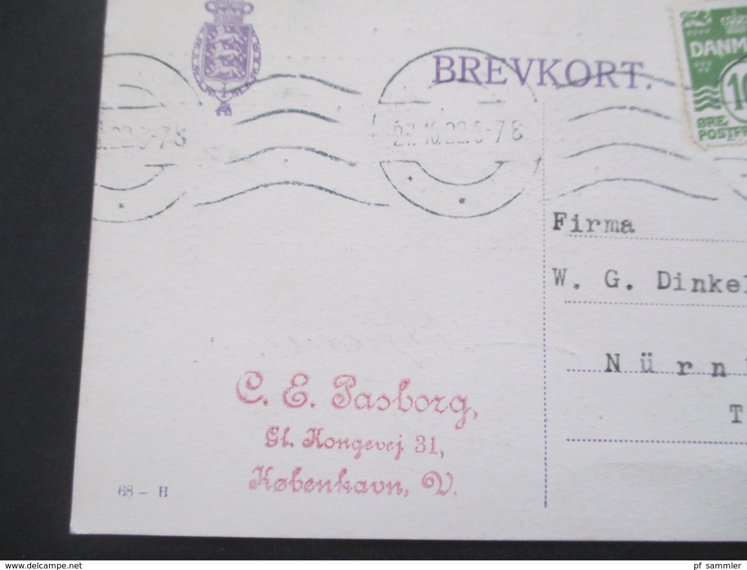 Dänemark 1922 Ganzsache Mit Zusatzfrankatur Freimarken Wellenlinien Nach Nürnberg Gesendet - Covers & Documents